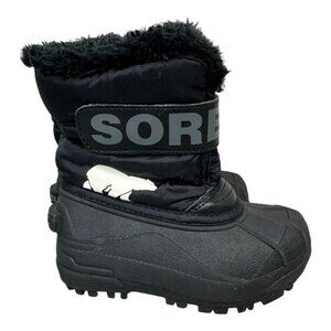 Sorel Snow Commander Black Kids Boots Size 9